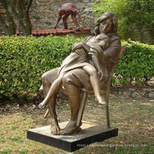 China asleep bronze statues life size mother and child figurine for park backyard decoration